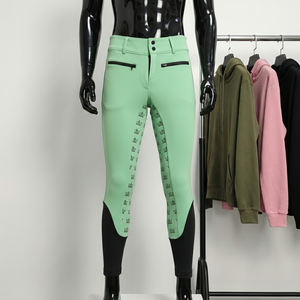 Leggings de equitación estampados para mujer, talla grande, con cierre de botón y cinturón, pantalones de montar con asiento de silicona - Product Image 1