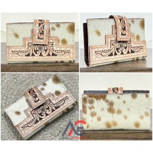 Portefeuille en cuir véritable fait main avec fermeture à bouton-pression, nouveau design, porte-cartes, pochette pliante pour femme, cadeau promotionnel - Product Image 1