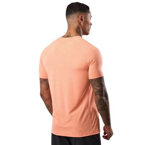 Mens <b>Peach</b> Performance Training T <b>Shirt</b> Crew Neck Short Sleeve Athletic Gym Workout Running Casual Sportswear Activewear Tee - Product Image 2