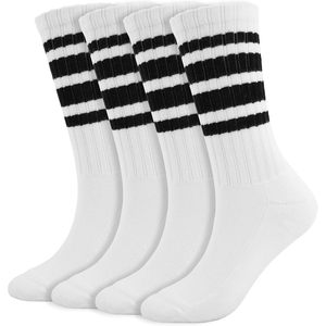 Nouveauté 2026 Chaussettes mi-mollet rayées noir gris blanc en coton respirant tricotées pour le basketball, pour adulte, été, vente en gros - Product Image 2