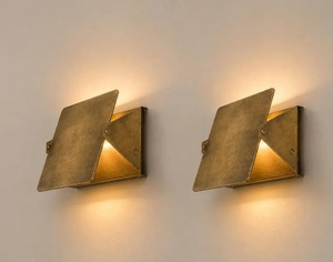 Pair Antique Patina Brass Art Deco <b>Wall</b> <b>Sconces</b> | Modern Geometric Handmade Luxury <b>Wall</b> Lighting for Bedroom Living Room Diwali - Product Image 2