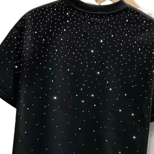 เสื้อยืดโอเวอร์ไซส์ทรงบ็อกซี่ ตัดเย็บคุณภาพสูง ประดับด้วยคริสตัล สำหรับผู้ชาย พิมพ์ลายโลโก้ตามสั่ง ทรงไหล่ตก - Product Image 5