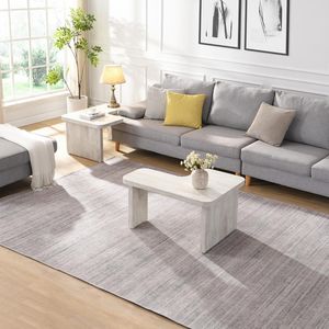 Tavolo da Caffè Rettangolare a L Staccabile Stile Rustico, Tavolo da Pranzo Singolo in Legno 47.24*23.62 Pollici e 35.43*31.49 Pollici, Stile Moderno - Product Image 4