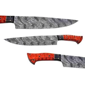 Ahmad Fabric Custom Handmade 13-Inch Damascus Steel Chef <b>Knife</b> with Leather Sheath Beautiful Handle Customizable Supported - Product Image 1
