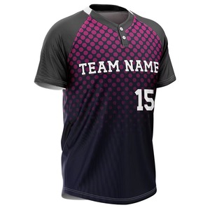 Unisex Baseball Jersey Sublimated Print Moisture Wicking 100% <b>Polyester</b> Short Sleeve Polka Dot Pattern Regular Fit - Product Image 6