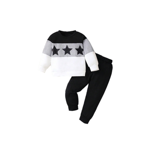 Combinaison de sport unisexe en coton pour enfants, t-shirt et pantalon à manches longues pour le printemps, l'automne et l'hiver, vêtements décontractés pour garçons - Product Image 1