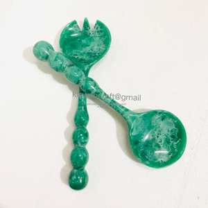 Best Quality Modern Design Acrylic/Resin Beaded Long Handle Green Pattern <b>Salad</b> Servers <b>Salad</b> <b>Tools</b> Dishwasher Safe Customizable - Product Image 3