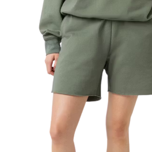 Custom <b>Womens</b> Sage Cotton Fleece <b>Shorts</b> Elastic Waist Drawstring Side Pockets Relaxed Fit Casual Loungewear Wholesale OEM <b>Shorts</b> - Product Image 1
