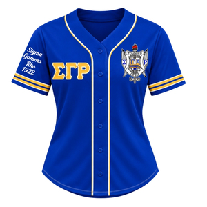 เสื้อเบสบอล Sigma Gamma Rho สำหรับผู้หญิง แบบสั่งทำพิเศษ ปักโลโก้ชมรมกรีก ติดกระดุม เสื้อกีฬา ขายส่งชุดกีฬา - Product Image 1