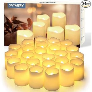 SHYMERY Set di 24 Candele LED Senza Fiamma, Candele Elettriche Tremolanti, Prodotto di Alta Qualità - Product Image 1