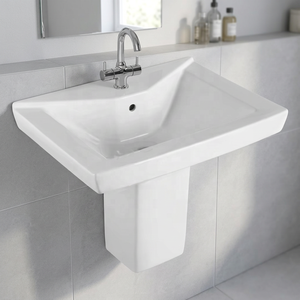 European <b>Wall</b> Mount Ceramic Wash Basin Half Pedestal Lavabo Sink And Stand For Bathroom Home Kitchen Use - Product Image 4