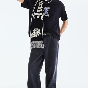 Camiseta de Verano de Alta Calidad de Fábrica, Cómoda, Talla Grande, Cuello Redondo, Patrón Geométrico, Manga Corta, 100% Algodón - Product Image 1