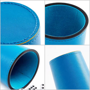 Round PU Dice Cup <b>Blue</b> 7.8cm Diameter 9cm Height Durable Storage Case for Adult Game Use - Product Image 4