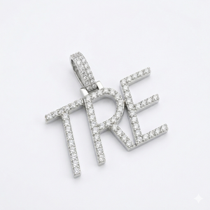 Fine Charms Personalized Letter Name Hip Hop Style Full Lab Grown Diamond <b>Initial</b> Pendant <b>Necklace</b> Rhodium Plated Silver Trendy - Product Image 1