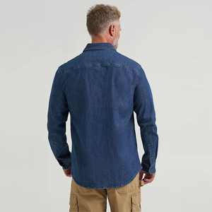 Camisa de Mezclilla Casual de Estilo Occidental para Hombre, con Bolsillos, Transpirable, Antiarrugas, Mangas Largas, Cuello Alto Vaquero, Invierno, 100% Algodón - Product Image 6