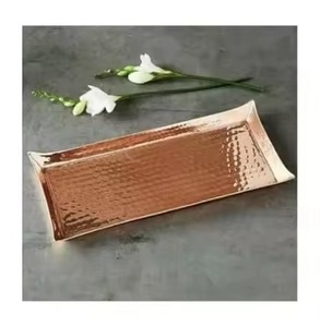 <b>Copper</b> Serving Tray Stylish Serving Platter for Snacks Drinks Tea Coffee in Home Kitchen Dining <b>Table</b> Use - Product Image 1