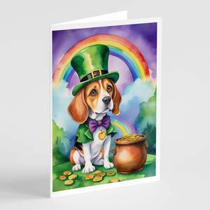 Whimsical St Patrick's Day Beagle <b>Greeting</b> <b>Cards</b> Pack of 8 A7 Size 5x7 Blank <b>Note</b> <b>Cards</b> with Envelopes - Product Image 1