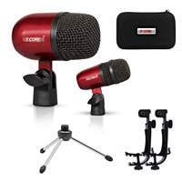 Kit de microphones professionnels 5 en 1 pour congas, caisse claire et toms, à condensateur cardioïde XLR, avec supports à pince et trépieds
