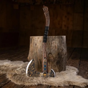 A&M Enterprises High Quality Handmade Collectible <b>Axe</b> Engraved Blade Leather-Wrapped <b>Wood</b> Outdoor Multi-function Norse Style - Product Image 3