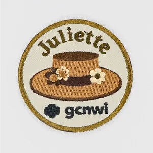Juliette Girl Scouts <b>Hat</b> Embroidered Iron-On Patch Circle Shape Nonwoven Felt Applique Gcnwi Logo - Product Image 1