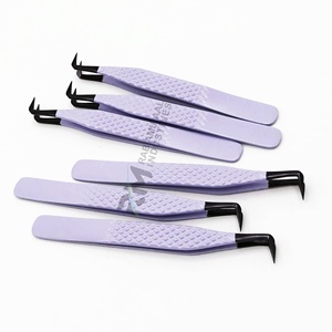 Pince à épiler RMI personnalisée à pointe plasma noire pour extensions de cils, revêtement poudré violet - Product Image 3