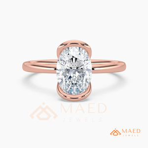 Bague de Fiançailles Ovale en Or Rose avec Moissanite, Bijoux de Mariage en Diamant pour Femme, Cadeau d'Anniversaire, Alliance USA - Product Image 5