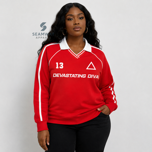 Delta |   Sigma |   Sweat-shirt de rugby pour femmes Theta, col polo, manches longues, broderie, pull décontracté, style universitaire - Product Image 5
