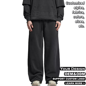 Men's Loose Cotton Track Pants <b>Drawstring</b> Closure Breathable Quick Dry Eco-Friendly Lightweight Casual Oversized Fit Straight - Product Image 4