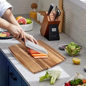Planche à découper en bois d'acacia, épaisse, durable, compatible avec les couteaux, finition lisse, avec poignée robuste, idéale pour la découpe et l'utilisation quotidienne en cuisine - Product Image 2