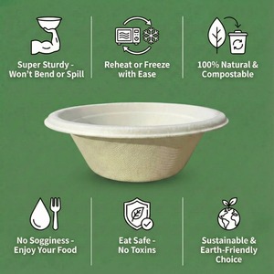 Bol rond biodégradable de 180 ml en bagasse, bol jetable en pulpe de canne à sucre pour servir les aliments, compostable, respectueux de l'environnement, pour l'exportation - Product Image 5