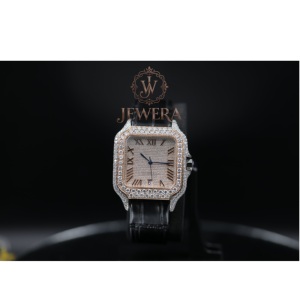 Montre unisexe en moissanite avec bracelet en cuir, idéale pour les professionnels d'affaires et le port quotidien de luxe – Offre spéciale - Product Image 1