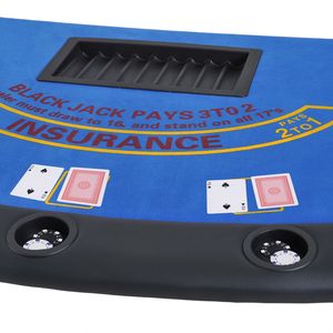 Tavolo da Blackjack Pieghevole Premium American Classic da 72 Pollici in Feltro Blu per 7 Giocatori con Porta Chip e Porta Bicchieri - Product Image 6