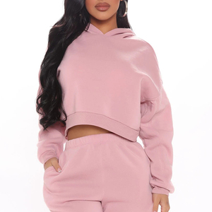 Hoodies courts décontractés pour femmes en mélange polaire, tissu doux et extensible, confortables pour le quotidien, vêtements de sport, pulls à capuche courts - Product Image 3