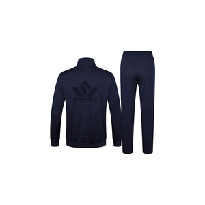 Men's Navy Blue Hooded Tracksuit Set Full Zip Jacket <b>Lightweight</b> <b>Jogger</b> Pants Solid Color Breathable Polyester Regular Fit - Product Image 5