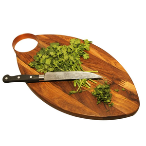 Planche à découper ovale élégante en bois pour comptoir, avec poignée ronde, idéale pour couper légumes et viandes au quotidien en cuisine - Product Image 2