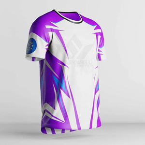 เสื้อวอลเลย์บอลผู้ชายสีม่วงขาวแบบสั่งทำพิเศษ คอวี แขนสั้น ระบายเหงื่อได้ดี ผลิตจากโพลีเอสเตอร์ ชุดทีมสำหรับผู้ใหญ่ - Product Image 5
