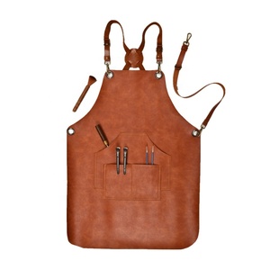 Tablier unisexe à bretelles en cuir réglables, Logo personnalisé, pour atelier, BBQ, cuisine, unisexe - Product Image 1