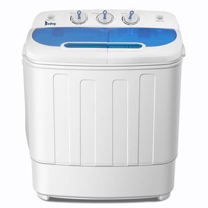 Lavatrice semi-automatica a doppio cestello bianca e blu da 15 libbre (standard USA) con pompa di scarico - Product Image 1