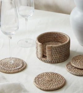Rattan Coaster <b>Placemat</b> Table Mats for Wine Glass and Cup Protection Coaster with Holder Bohemian Table Mats - Product Image 1