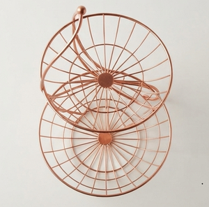 Panier à fruits élégant en fil de cuivre avec poignée, paniers de rangement empilables pour la présentation des aliments dans la cuisine - Product Image 4