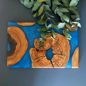 Tabla de Servir de Madera de Olivo y Resina Epoxi, Duradera, Ligera, Apta para Lavavajillas, Hecha a Mano, Tabla de Charcutería, Utensilios de Cocina, Venta al Por Mayor, OEM, Personalizada - Product Image 2