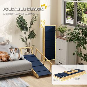 Rampa per Cani Pieghevole a Altezza Regolabile con Tappetino Antiscivolo, Arredamento per Animali Domestici per Cani di Piccola e Grande Taglia - Product Image 6