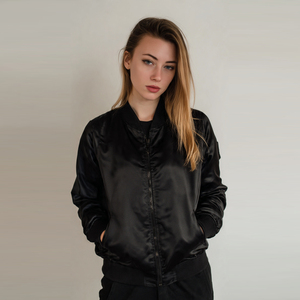 Chaqueta Bomber Oversize para Mujer con Cremallera, Manga Larga, de Satén, para Invierno, Estilo Urbano - Product Image 5