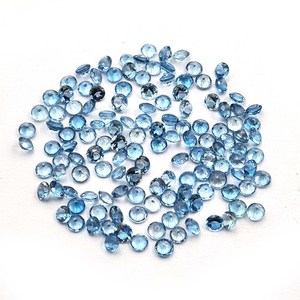 พลอยโทแพซสีฟ้าธรรมชาติทรงกลมเจียระไนแบบเหลี่ยมสำหรับทำเครื่องประดับขายส่ง - Product Image 2