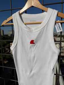 Exclusive Manufacturer White Cotton Ribbed Tank <b>Top</b> Crop <b>Top</b> With Beaded Embroidery Three Purple Fish Patches Women Hot Sale - Product Image 6