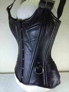 Women's Goth Punk Plus-Size Lace-Up Leather Corset Shapewear Waist Cinchers with Satin Fabric and Quick Dry Feature for Women - Product Image 6