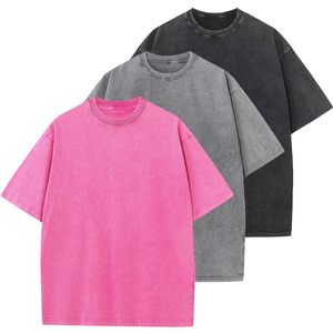T-shirts vierges 100 % coton épais, blancs unis, personnalisables, pour hommes, coupe oversize, col rond, prix de gros - Product Image 2