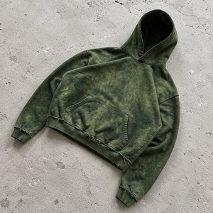 Vente en gros Sweat à capuche vintage 400 GSM en molleton de coton délavé à l'acide, coupe oversize, style streetwear, avec poignets côtelés pour marques de mode - Product Image 3