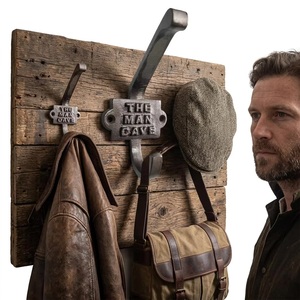 Gancho de pared autoadhesivo de hierro fundido ecológico de alta resistencia estilo rústico para ropa, ideal para la Man Cave - Product Image 4