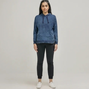 Sudaderas con capucha de mezclilla |   Nueva Sudadera con Capucha Estilo Americano Retro para Hombre y Mujer, Lavada, Holgada, Casual, Corte Regular, en Mezclilla, Unisex, 2026 - Product Image 1